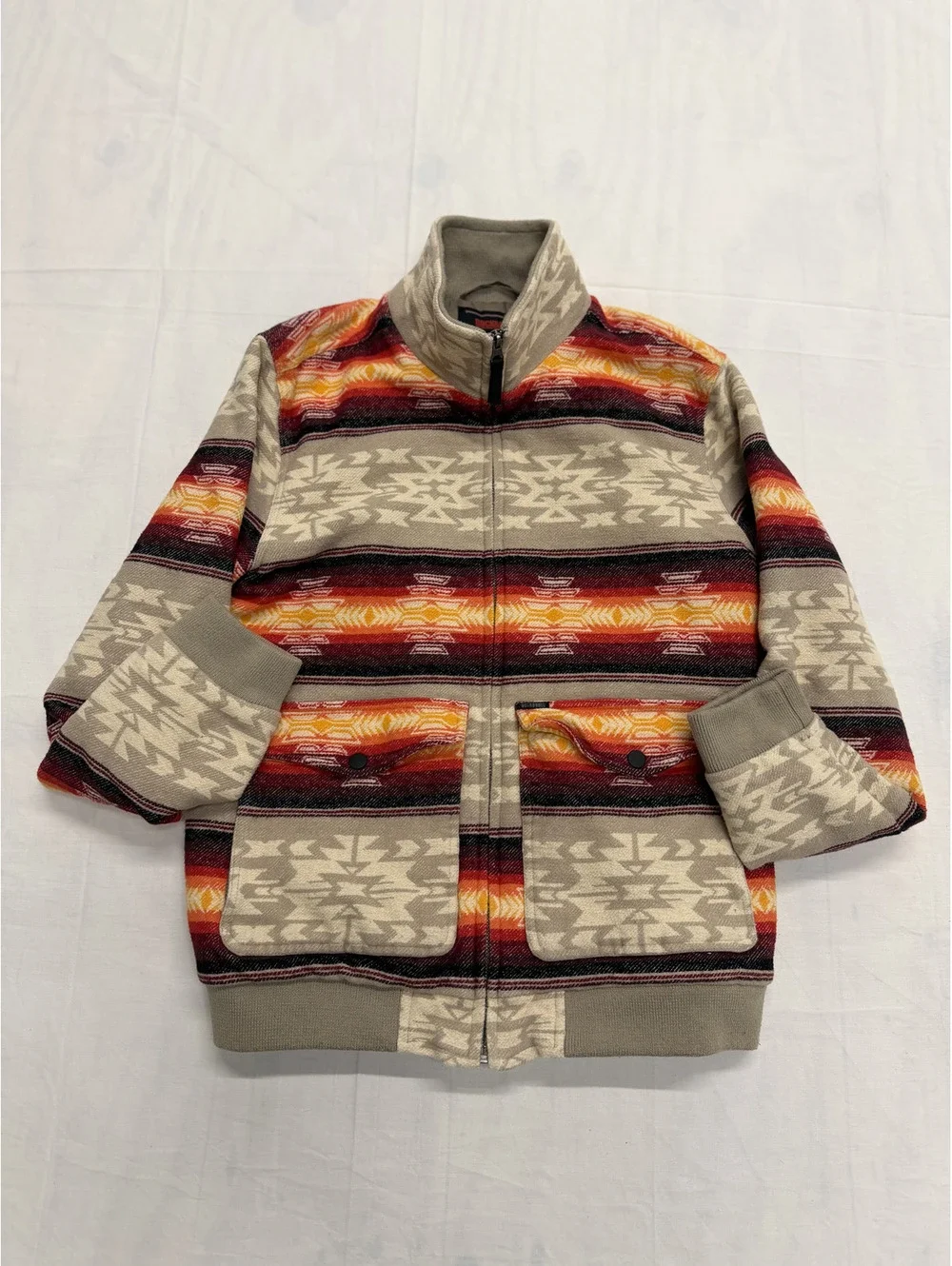 Rock & Roll Denim Men's Medium Cotton Fleece Jacket with Southwestern Pattern